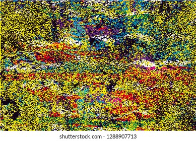 Distressed multicolor background with spots, scratches and lines. Abstract vector illustration