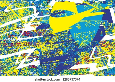 Distressed multicolor background with spots, scratches and lines. Abstract vector illustration