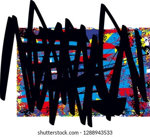 Distressed multicolor background with spots, scratches and lines. Abstract vector illustration