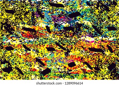 Distressed multicolor background with spots, scratches and lines. Abstract vector illustration