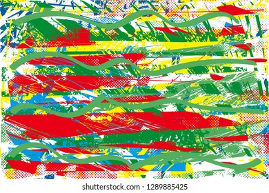 Distressed multicolor background with spots, scratches and lines. Abstract vector illustration