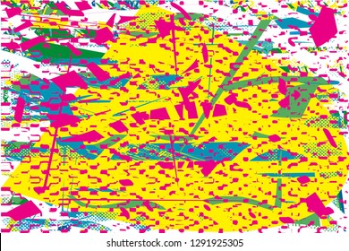 Distressed multicolor background with spots, scratches and lines. Abstract vector illustration