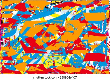 Distressed multicolor background with spots, scratches and lines. Abstract vector illustration