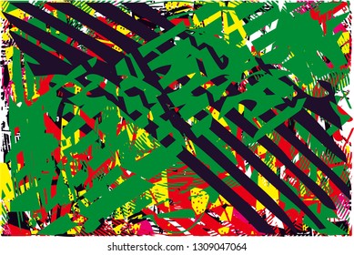 Distressed multicolor background with spots, scratches and lines. Abstract vector illustration