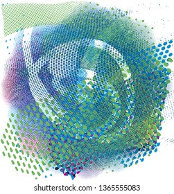 Distressed multicolor background with spots, scratches and nets. Abstract vector illustration