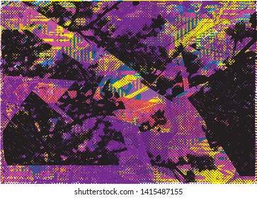 Distressed multicolor background with spots, scratches and lines. Abstract vector illustration
