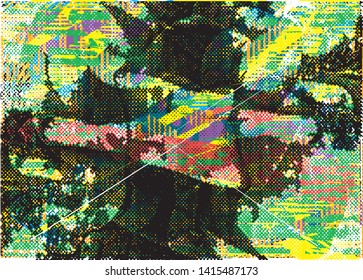 Distressed multicolor background with spots, scratches and lines. Abstract vector illustration