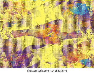 Distressed multicolor background with spots, scratches and lines. Abstract vector illustration