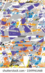 Distressed multicolor background with spots, scratches and lines. Abstract vector illustration