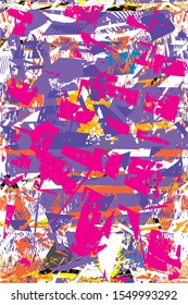 Distressed multicolor background with spots, scratches and lines. Abstract vector illustration
