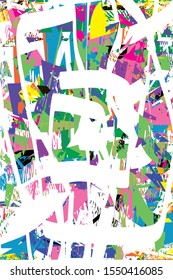Distressed multicolor background with spots, scratches and lines. Abstract vector illustration