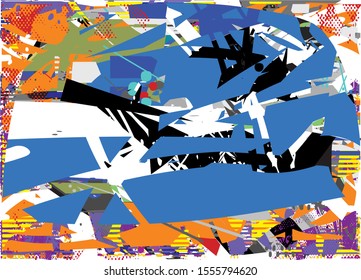 Distressed multicolor background with spots, scratches and lines. Abstract illustration.