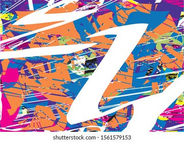 Distressed multicolor background with spots, scratches and lines. Abstract illustration.