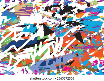 Distressed multicolor background with spots, scratches and lines. Abstract illustration.