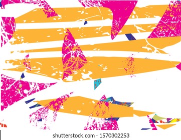 Distressed multicolor background with spots, scratches and lines. Abstract vector illustration.
