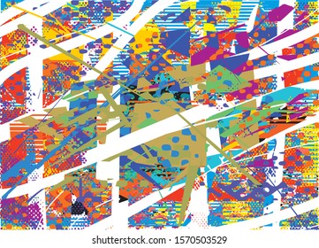 Distressed multicolor background with spots, scratches and lines. Abstract vector  illustration.
