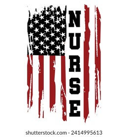 Distressed Nurse American Usa Flag Design For T Shirt Poster Banner Backround Print Vector Eps Illustrations. svg