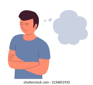 Distressed and offended young man on a white background. Frustration, anger and disappointment. Negative emotions. Flat vector illustration isolated on white background