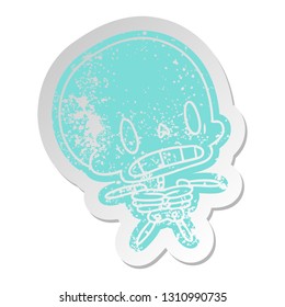 distressed old cartoon sticker kawaii cute dead skeleton 