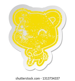 distressed old cartoon sticker kawaii cute teddy bear