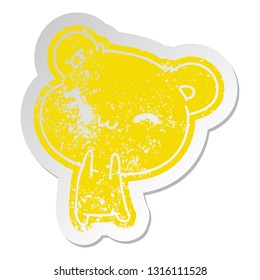 distressed old cartoon sticker kawaii cute teddy bear