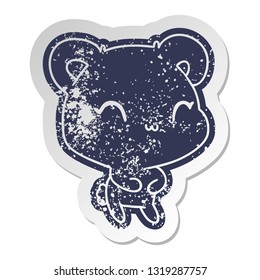 distressed old cartoon sticker kawaii cute teddy bear