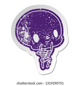 distressed old cartoon sticker kawaii cute dead skeleton 