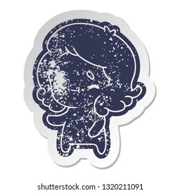 distressed old cartoon sticker of a kawaii cute ghost