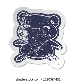 distressed old cartoon sticker kawaii cute teddy bear