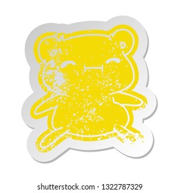 distressed old cartoon sticker kawaii cute teddy bear