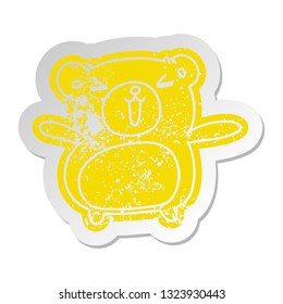 distressed old cartoon sticker kawaii cute teddy bear