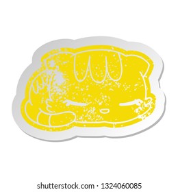 distressed old cartoon sticker kawaii cute sleeping kitten