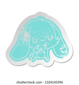 distressed old cartoon sticker kawaii cute furry bunny