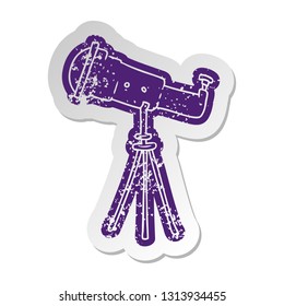 pegatina de dibujos animados antiguos y angustiados de un gran telescopio