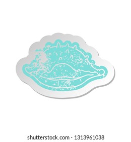 distressed old cartoon sticker of a sea shell
