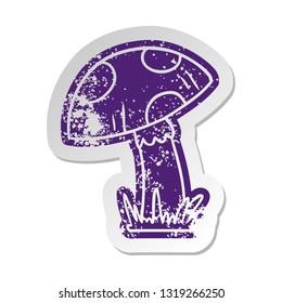 distressed old cartoon sticker of a toad stool