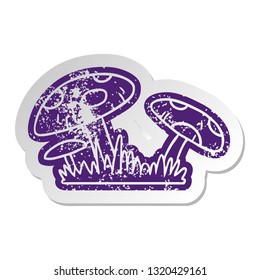 distressed old cartoon sticker of a toad stool