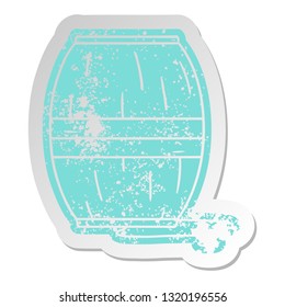 distressed old cartoon sticker of a wine barrel 