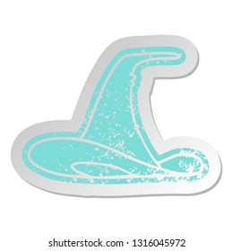 distressed old cartoon sticker of a witches hat