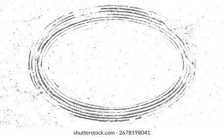 Uma forma oval angustiada com anéis concêntricos e textura manchada sobre um fundo branco.