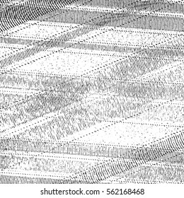 Distressed overlay diagonal cell cage texture with thin lines and stripes square. Grunge cover background. Empty template for aging any image. EPS10 vector.