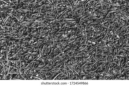 Beklemmend überlagerte Textur von Bohnenpoden, Pflanzenstämmen, trockenen Blättern. grunge schwarz-weiß Hintergrund. Abstrakte Darstellung von Halftone-Vektoren