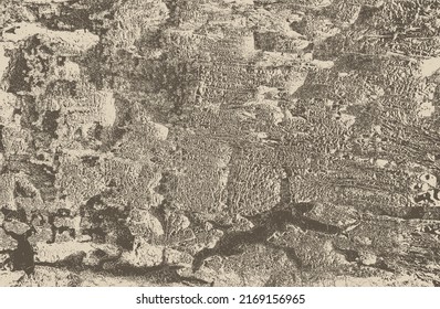 Distressed overlay texture of beige, brown cracked concrete, stone or asphalt. grunge background. abstract halftone vector illustration