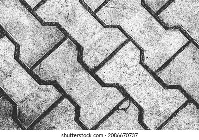 Textura superpuesta angustiada de azulejos de cerámica, mosaico, piedras pavimentadas con adorno. fondo grueso. ilustración abstracta de medio tono vectorial.