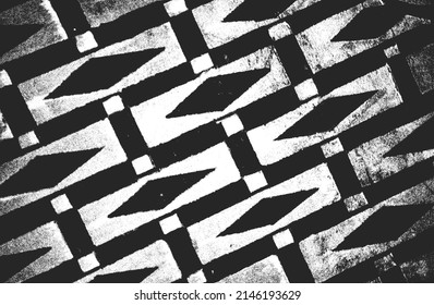 Distressed overlay texture of ceramic tiles, mosaic, paving stones with ornament. grunge background. abstract halftone vector illustration.