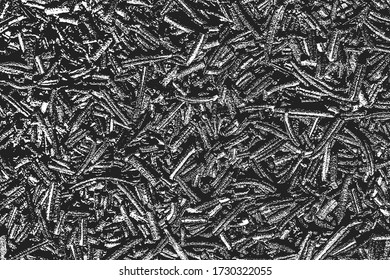Distressed overlay texture of clove sticks, carnation, plant stems, dry leaves. grunge black and white background. abstract halftone vector illustration