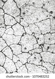 Distressed overlay texture of cracked concrete, stone or asphalt. grunge background. abstract halftone vector illustration