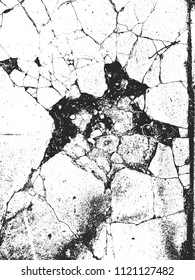 Distressed overlay texture of cracked concrete, stone or asphalt. grunge background. abstract halftone vector illustration