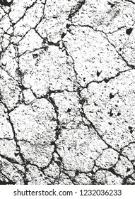 Distressed overlay texture of cracked concrete, stone or asphalt. grunge background. abstract halftone vector illustration