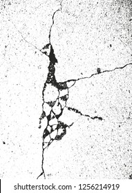 Distressed overlay texture of cracked concrete, stone or asphalt. grunge background. abstract halftone vector illustration